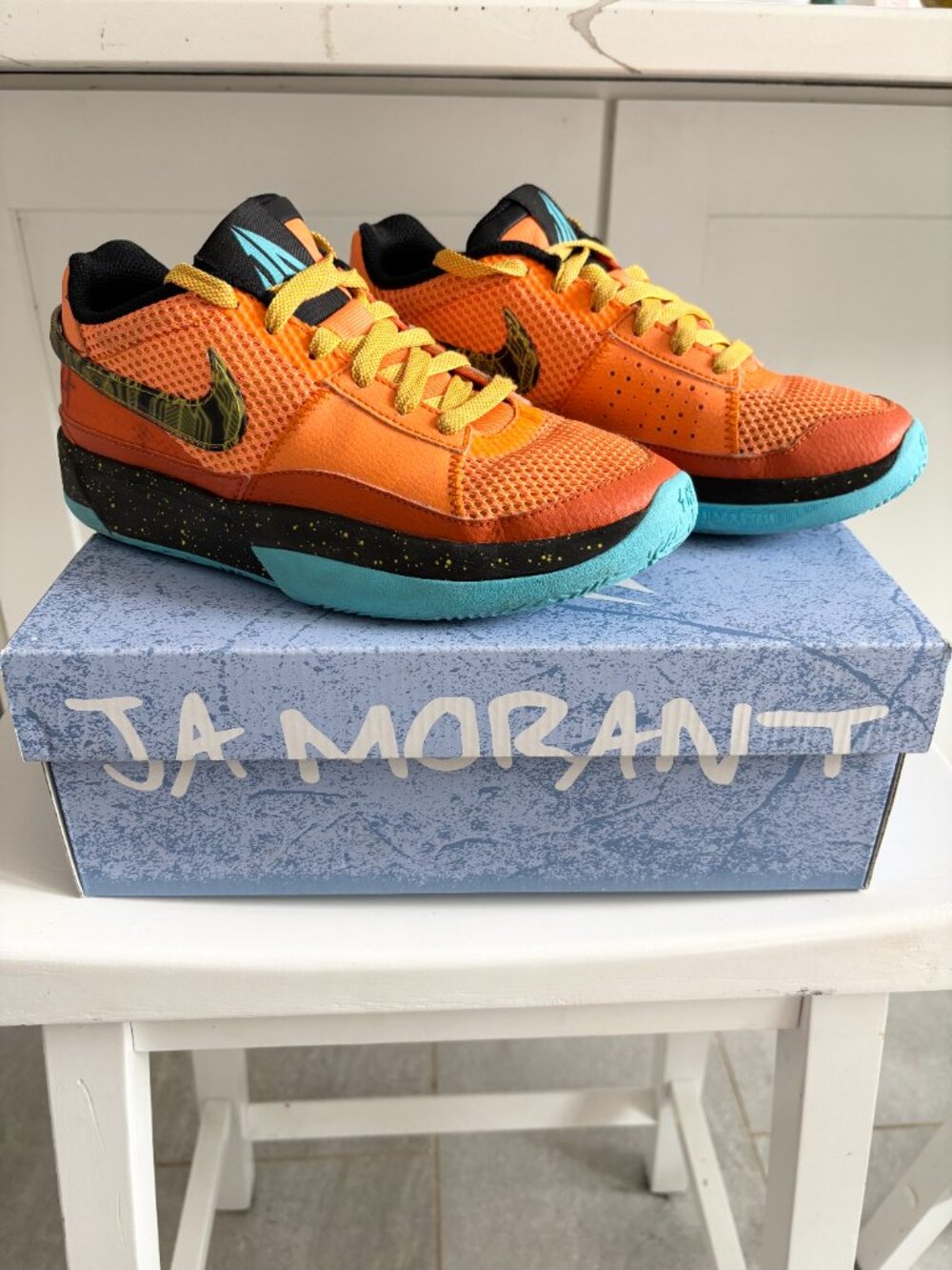 NIKE Ja 1 SE Basketball Sneakers in Bright Mandarin 5 YOUTH